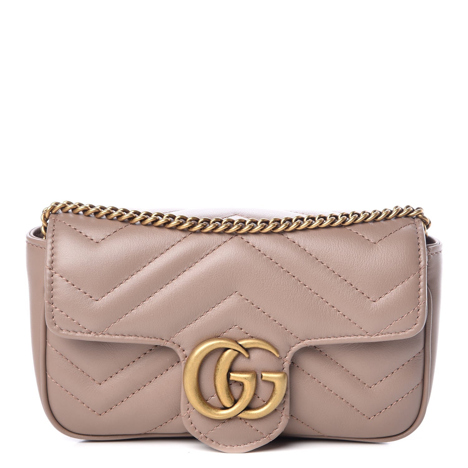 Gucci Calfskin Matelasse Super Mini GG Marmont Shoulder Bag Porcelain Rose 1 of 11