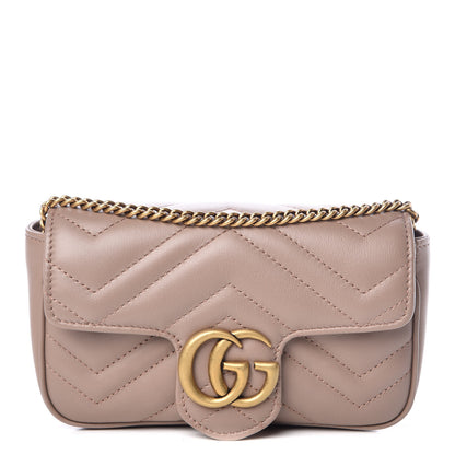 Gucci Calfskin Matelasse Super Mini GG Marmont Shoulder Bag Porcelain Rose 1 of 11