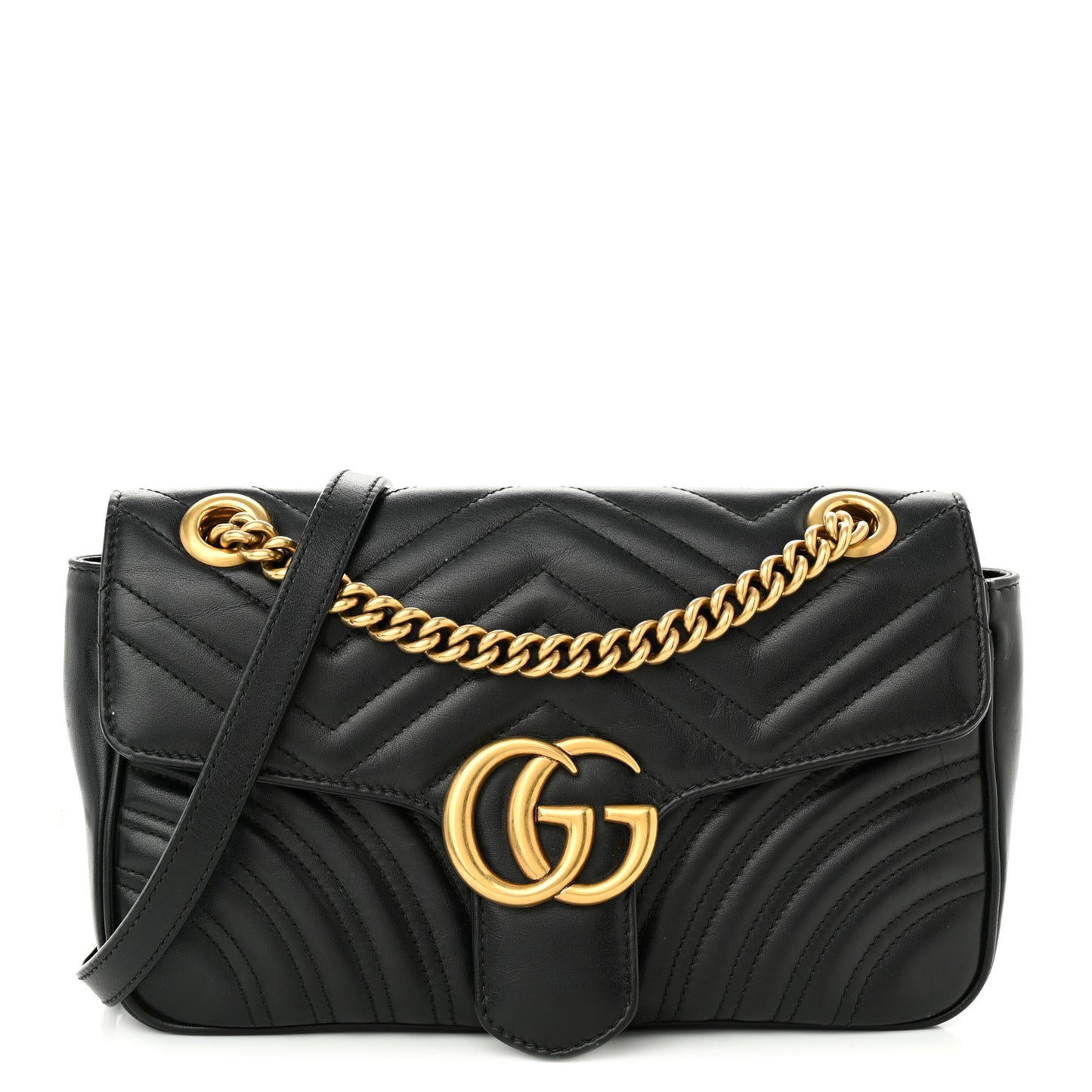 Calfskin Matelasse Small GG Marmont Shoulder Bag Black