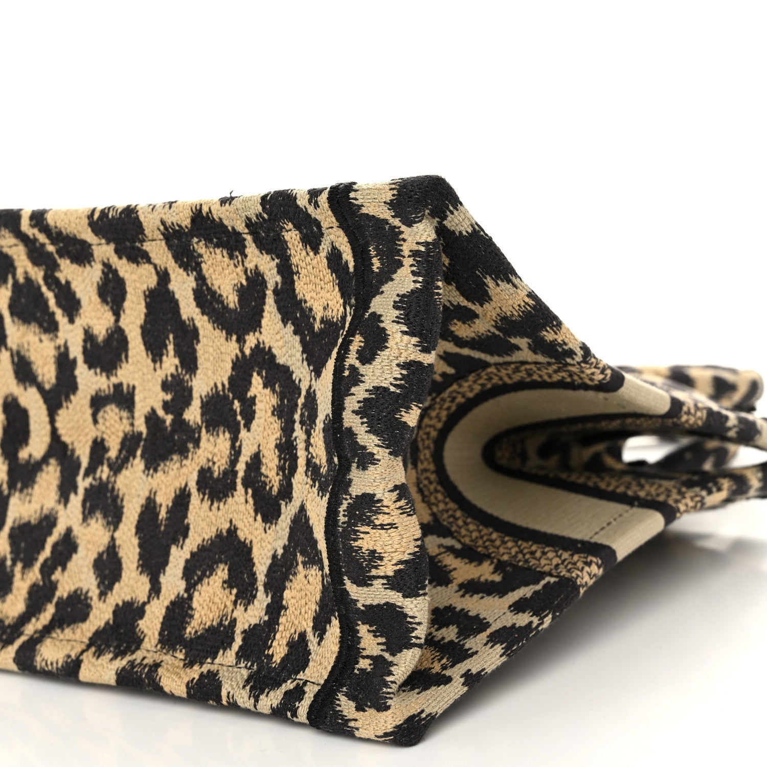 Christian Dior Canvas Mizza Embroidered Small Leopard Book Tote Beige 10 of 12
