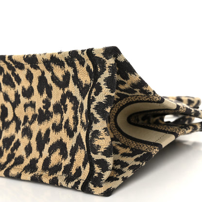 Christian Dior Canvas Mizza Embroidered Small Leopard Book Tote Beige 10 of 12