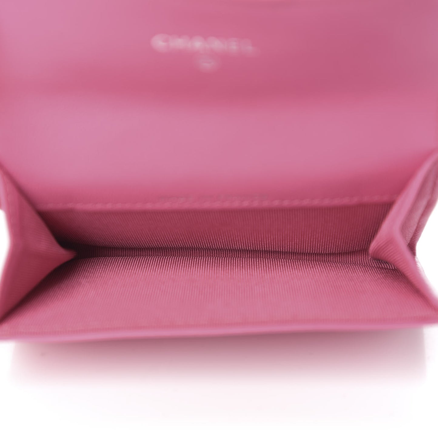 Lambskin Quilted Flap Card Holder Pink