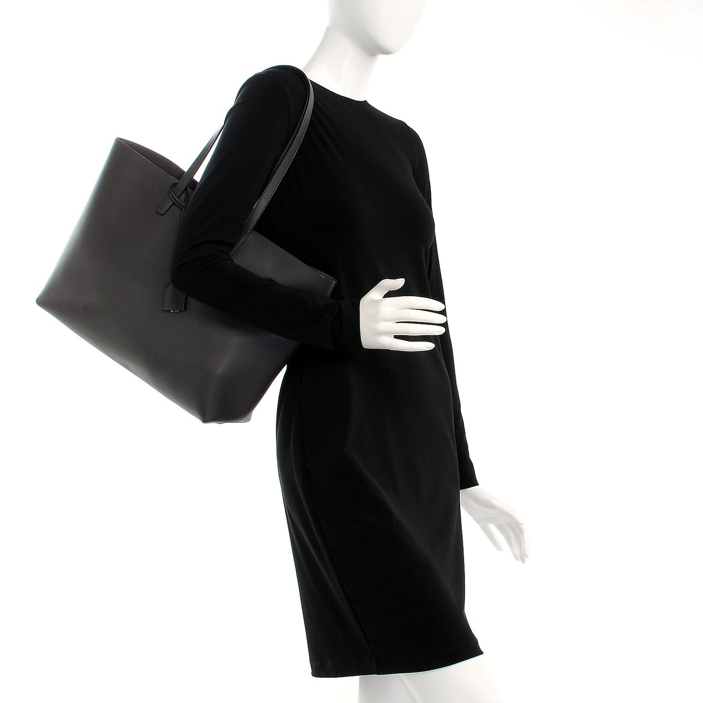 Calfskin Large Shopping Tote Dark Anthracite