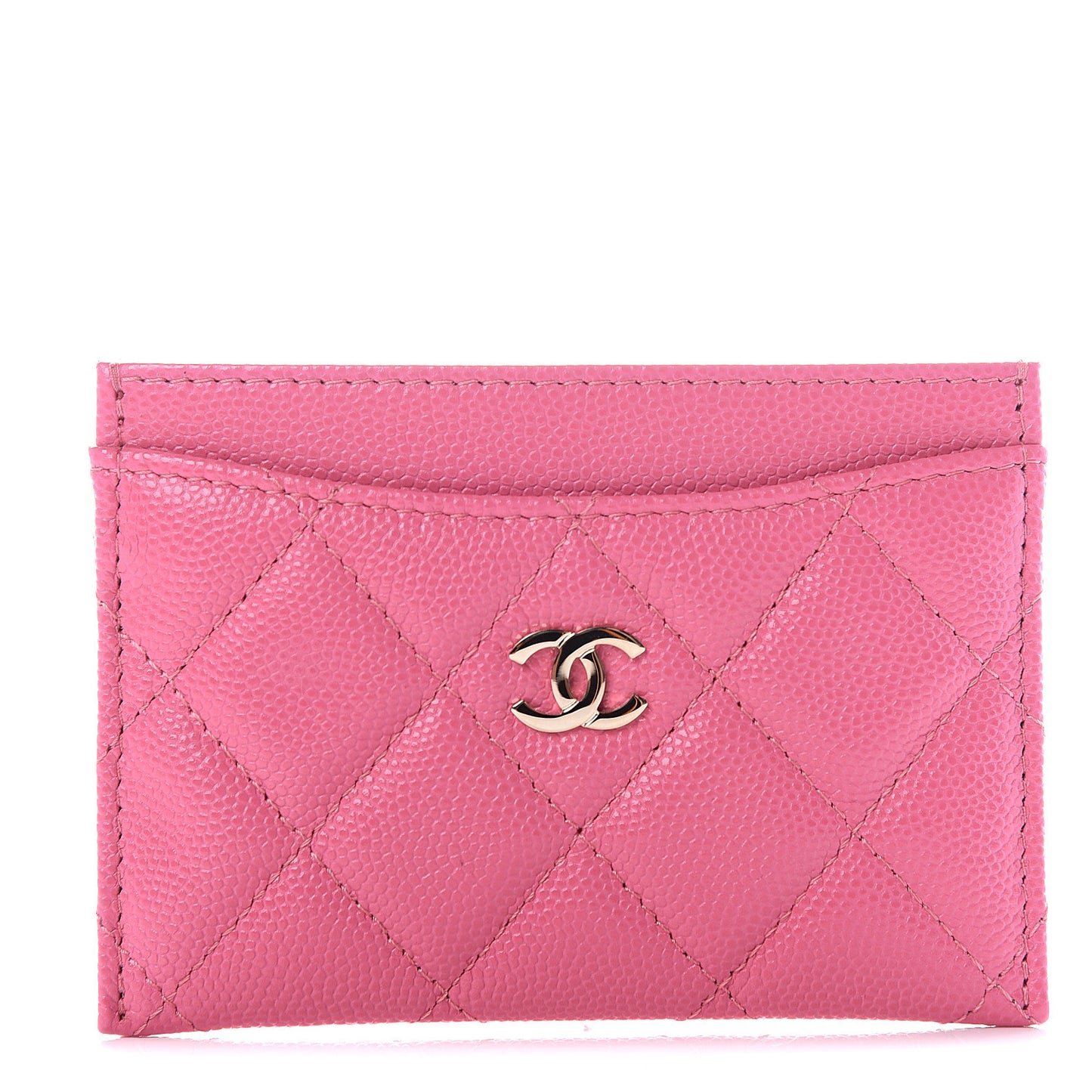 Caviar Quilted Card Holder Pink