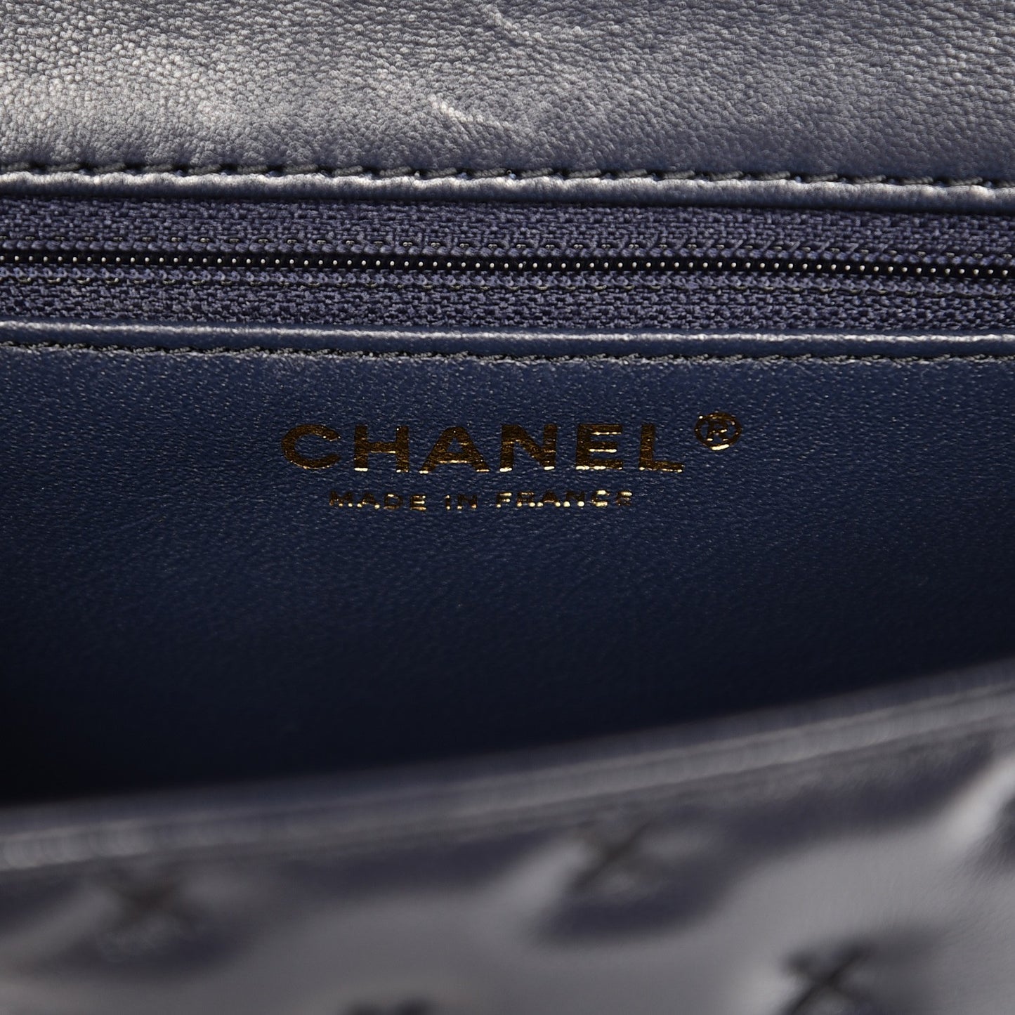 Lambskin Cross Stitch Mini Coco Handle Flap Dark Blue