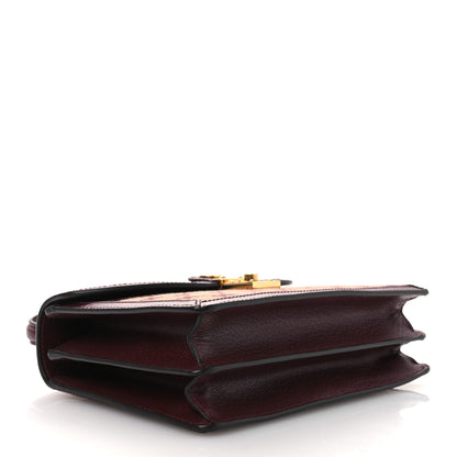 Gucci GG Supreme Monogram Textured Dollar Calfskin Web Small Ophidia Padlock Top Handle Bag Bordeaux 4 of 10