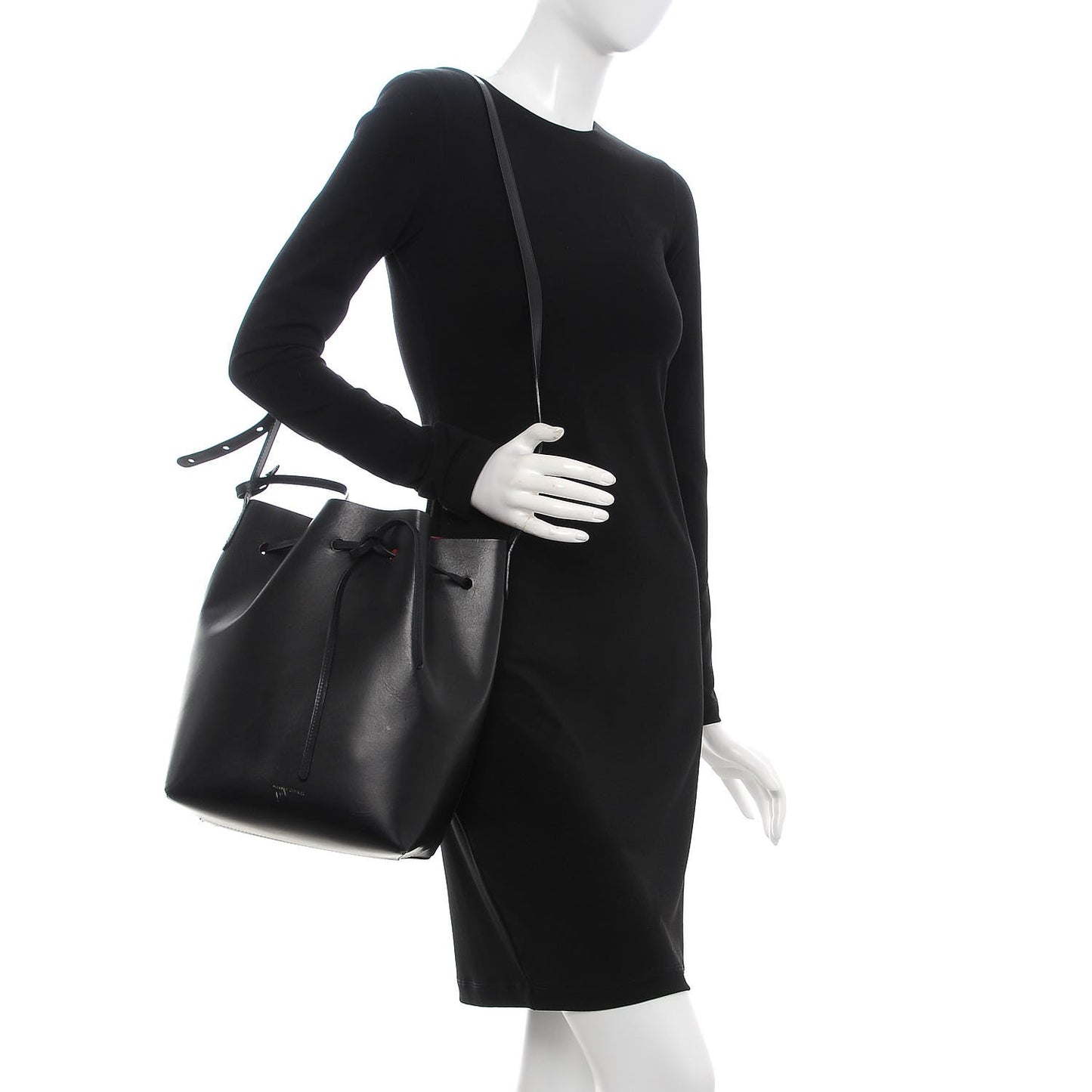 Vegetable Tanned Calfskin Bucket Bag Black Flamma