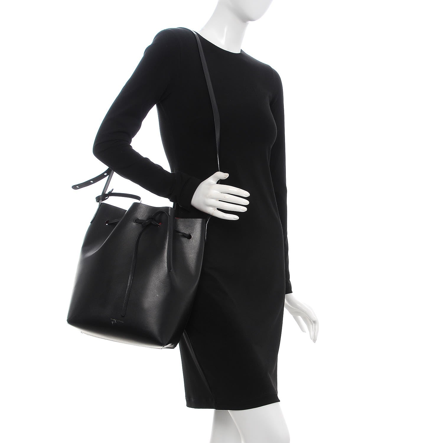 Mansur Gavriel Vegetable Tanned Calfskin Bucket Bag Black Flamma 2 of 28