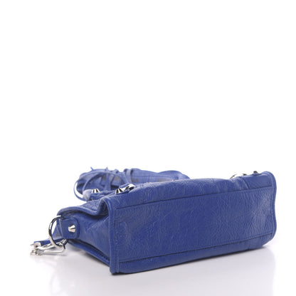 Balenciaga Agneau Classic Silver Hardware Mini City Logo Strap Bleu Electric Black 4 of 10