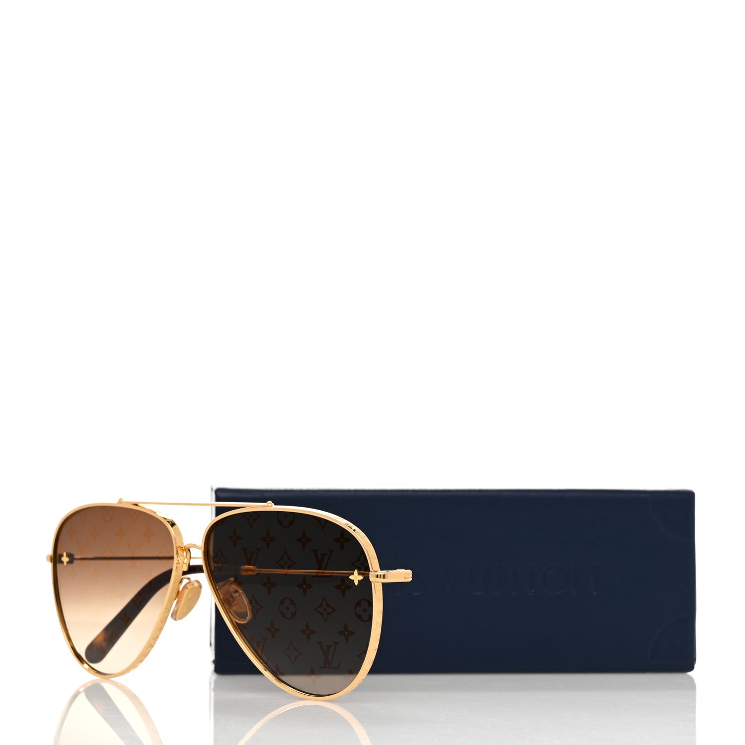 Louis Vuitton Metal The LV Pilot Sunglasses Z1620U Gradient Brown Monogram 9 of 9