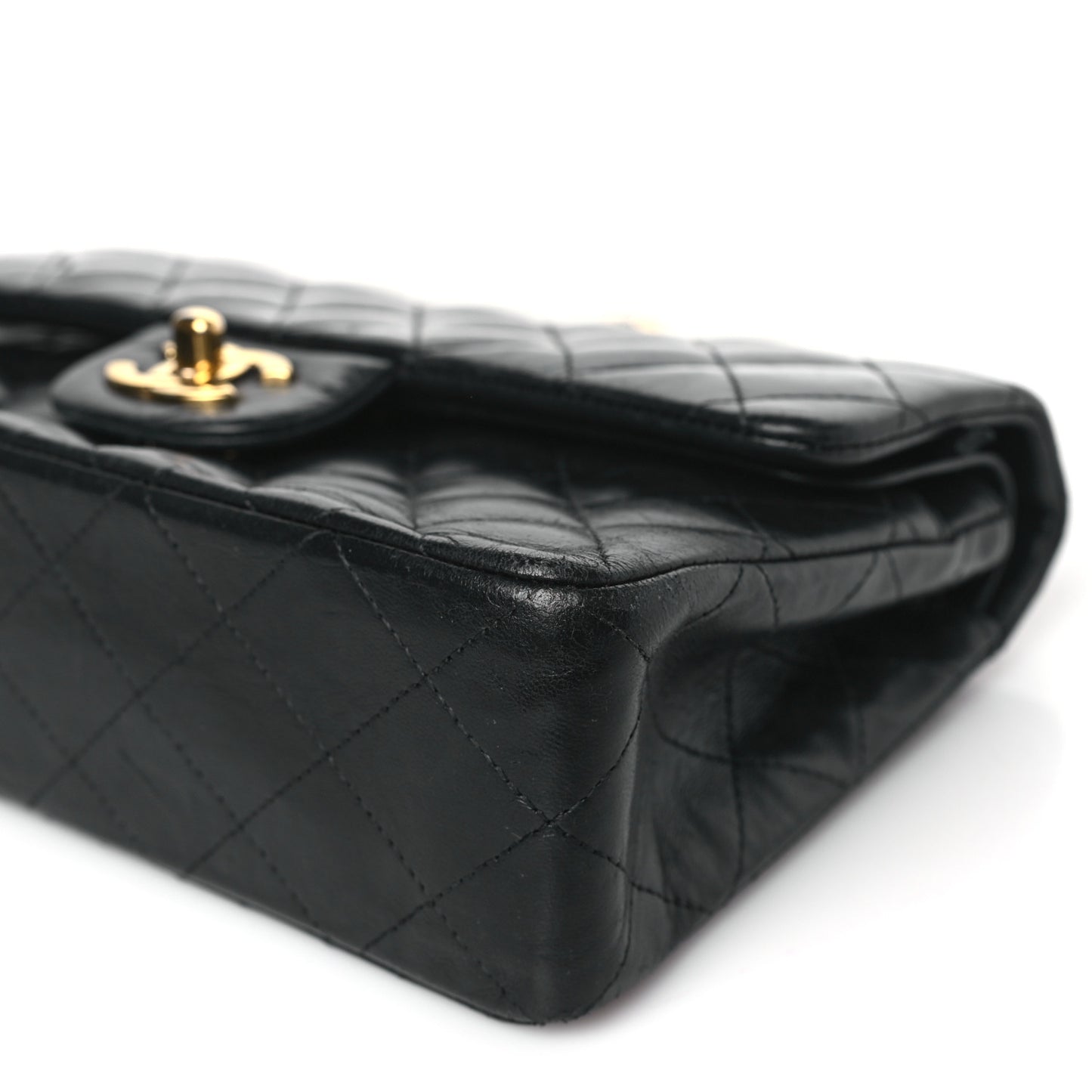 Lambskin Quilted Small Double Flap Black