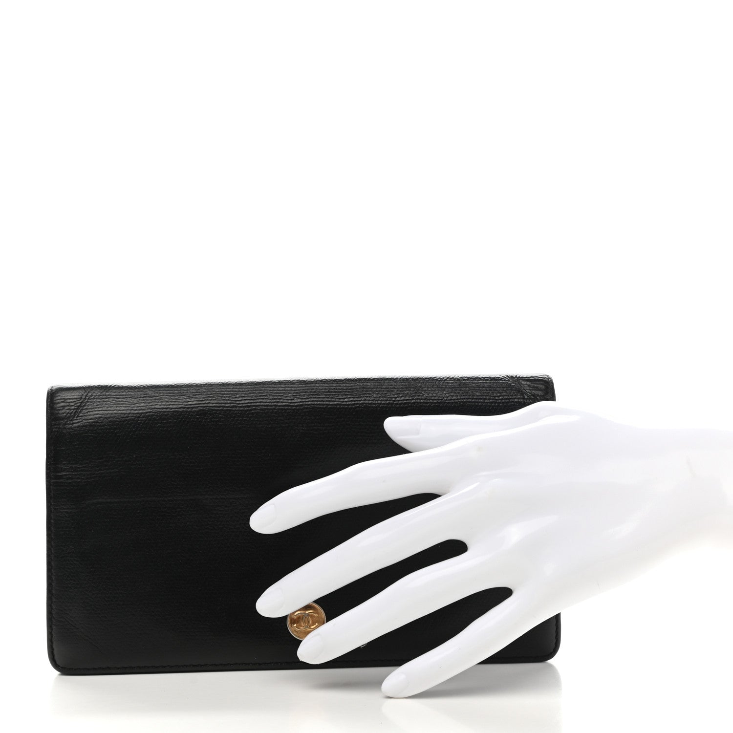 Chanel Grained Calfskin CC Button Yen Wallet Black 2 of 9