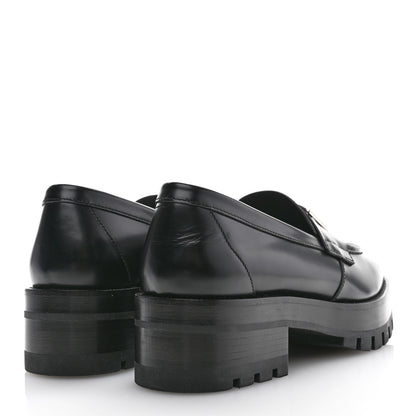 Chanel Calfskin Metal CC Loafers 38.5 Black 4 of 10