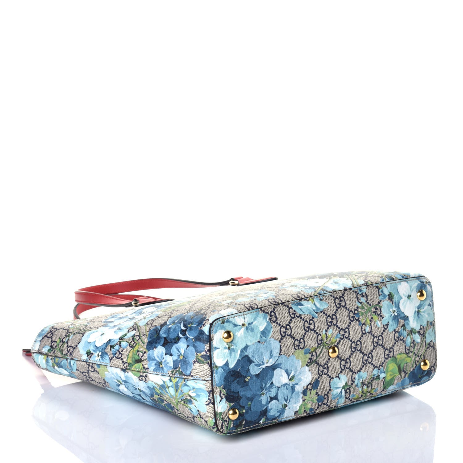 Gucci GG Supreme Monogram Blooms Medium Bucket Tote Blue 4 of 9