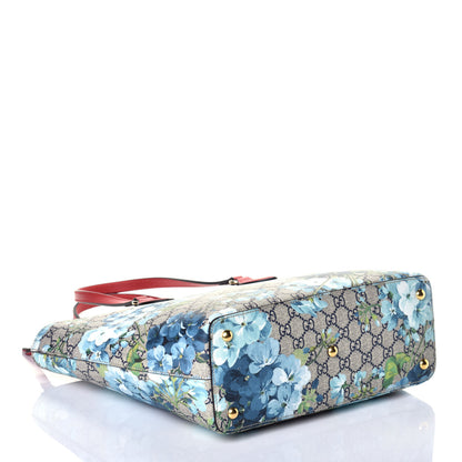 Gucci GG Supreme Monogram Blooms Medium Bucket Tote Blue 4 of 9