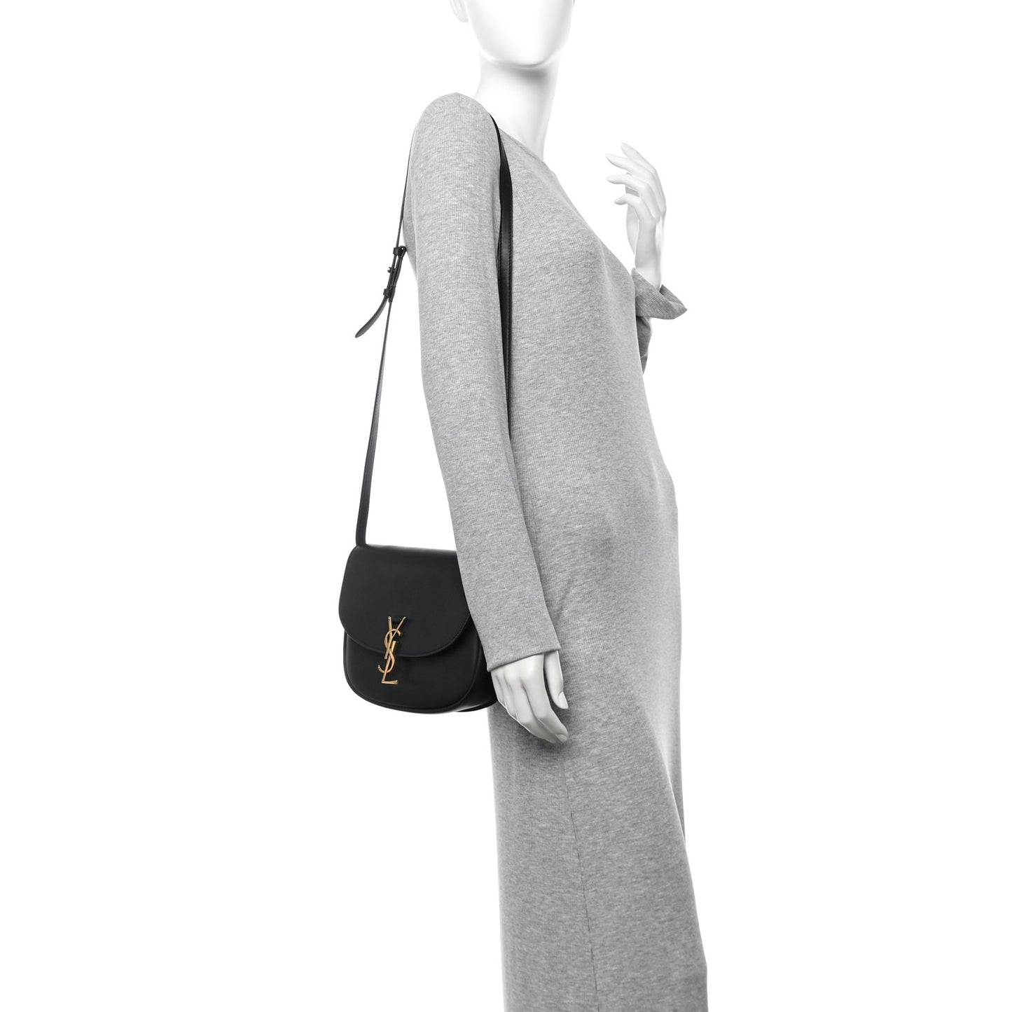 Smooth Calfskin Monogram Medium Kaia Satchel Black