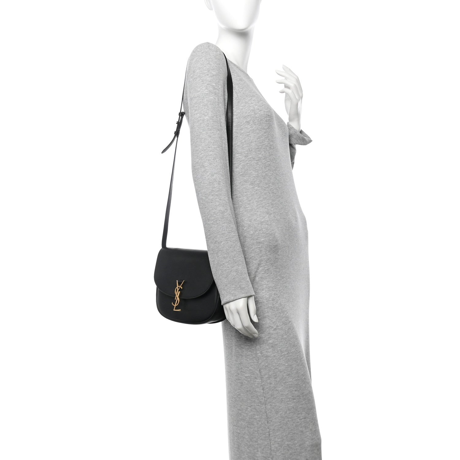 Saint Laurent Smooth Calfskin Monogram Medium Kaia Satchel Black 2 of 18