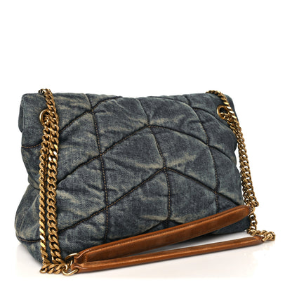 Saint Laurent Denim Quilted Small Loulou Puffer Monogram Chain Satchel Blue Cinnamon 3 of 11