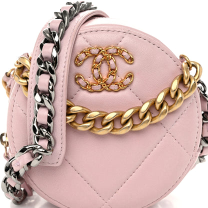 Chanel Lambskin Quilted Chanel 19 Round Clutch With Chain Pink 8 of 11