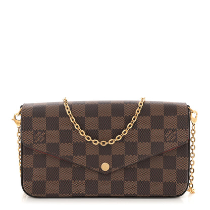 Louis Vuitton Damier Ebene Pochette Felicie Chain Wallet 1 of 10
