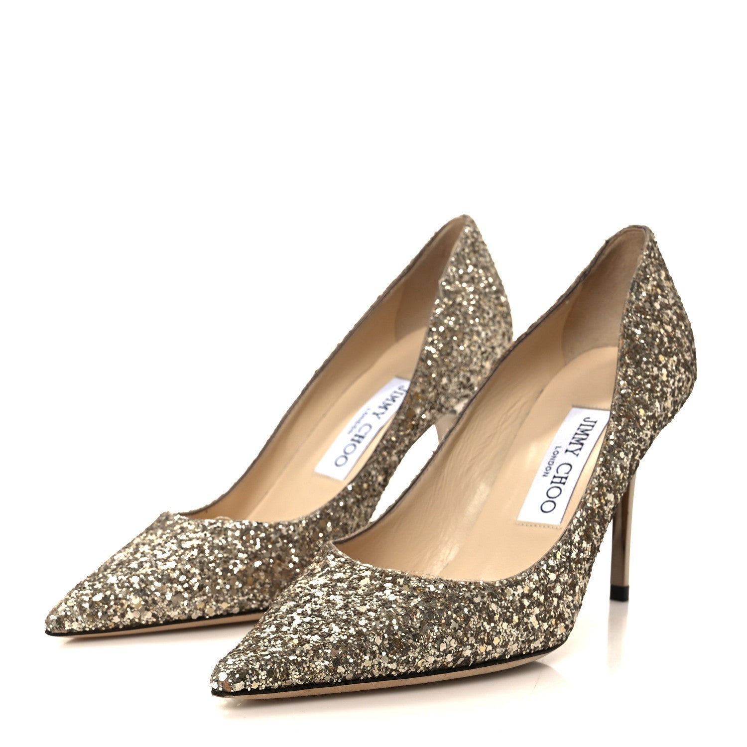 Jimmy Choo Coarse Glitter Pointy Toe Love 85 Pumps 36  Antique Gold 4 of 8