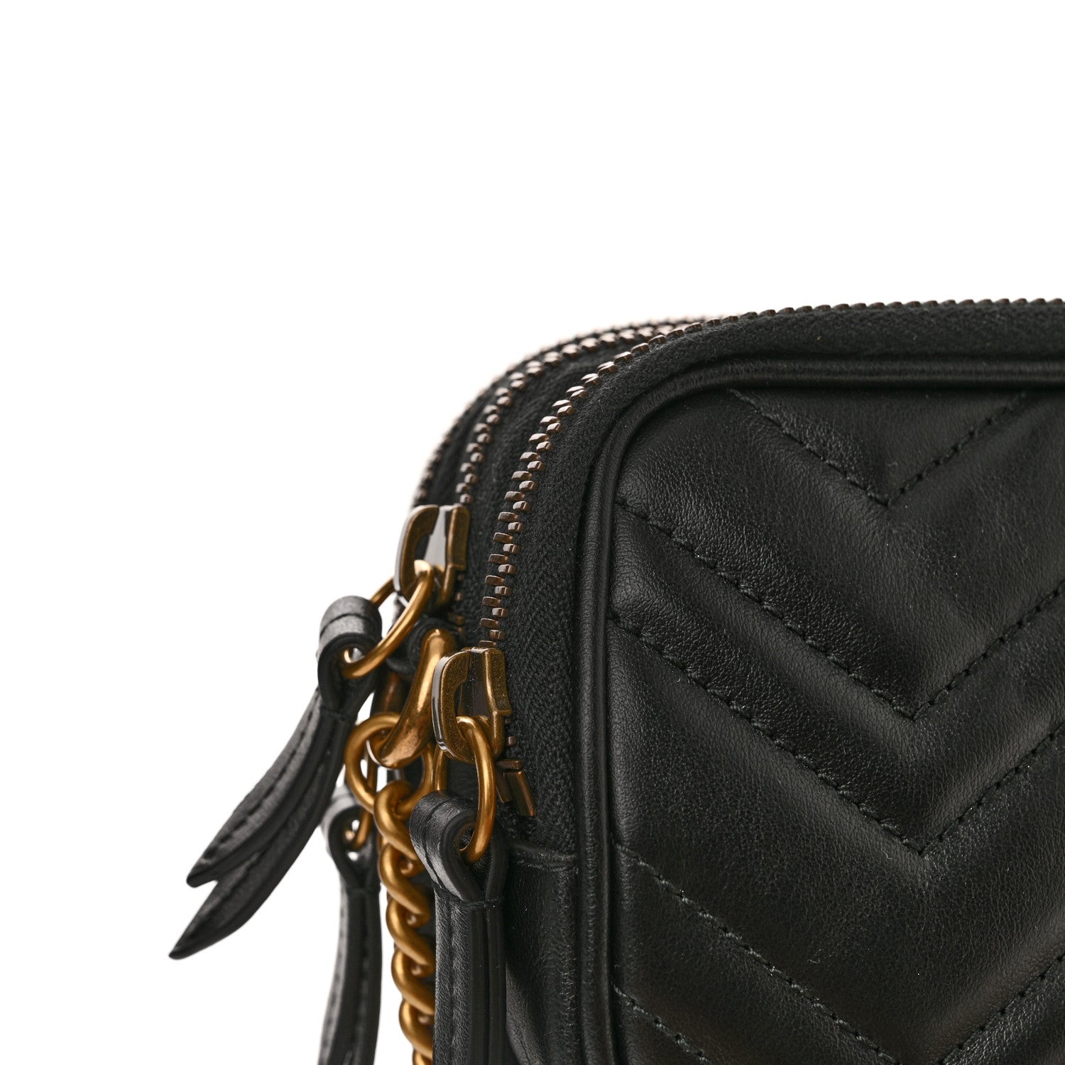 Gucci Calfskin Matelasse Mini GG Marmont Chain Crossbody Bag Black 15 of 16