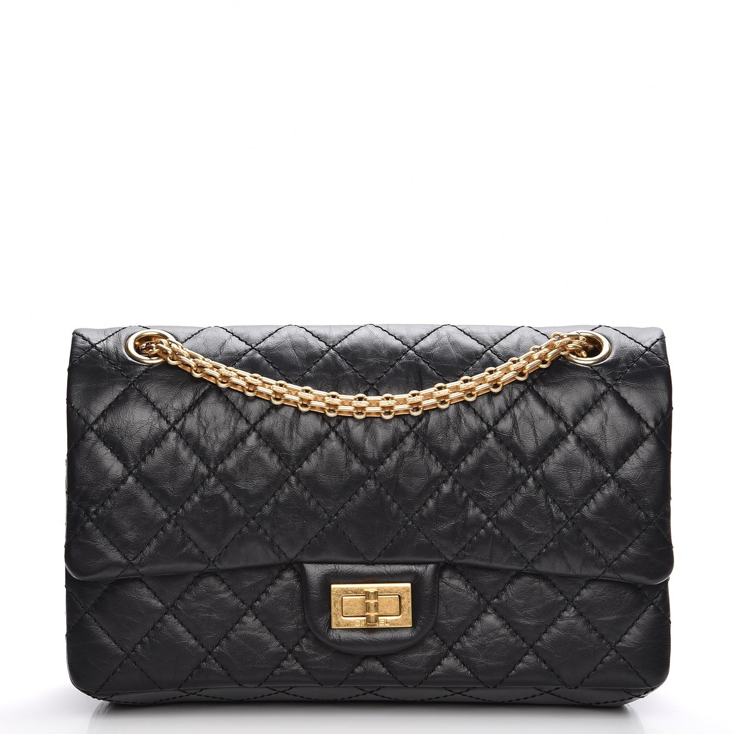Aged Calfskin Quilted 2.55 Reissue 225 Flap Black