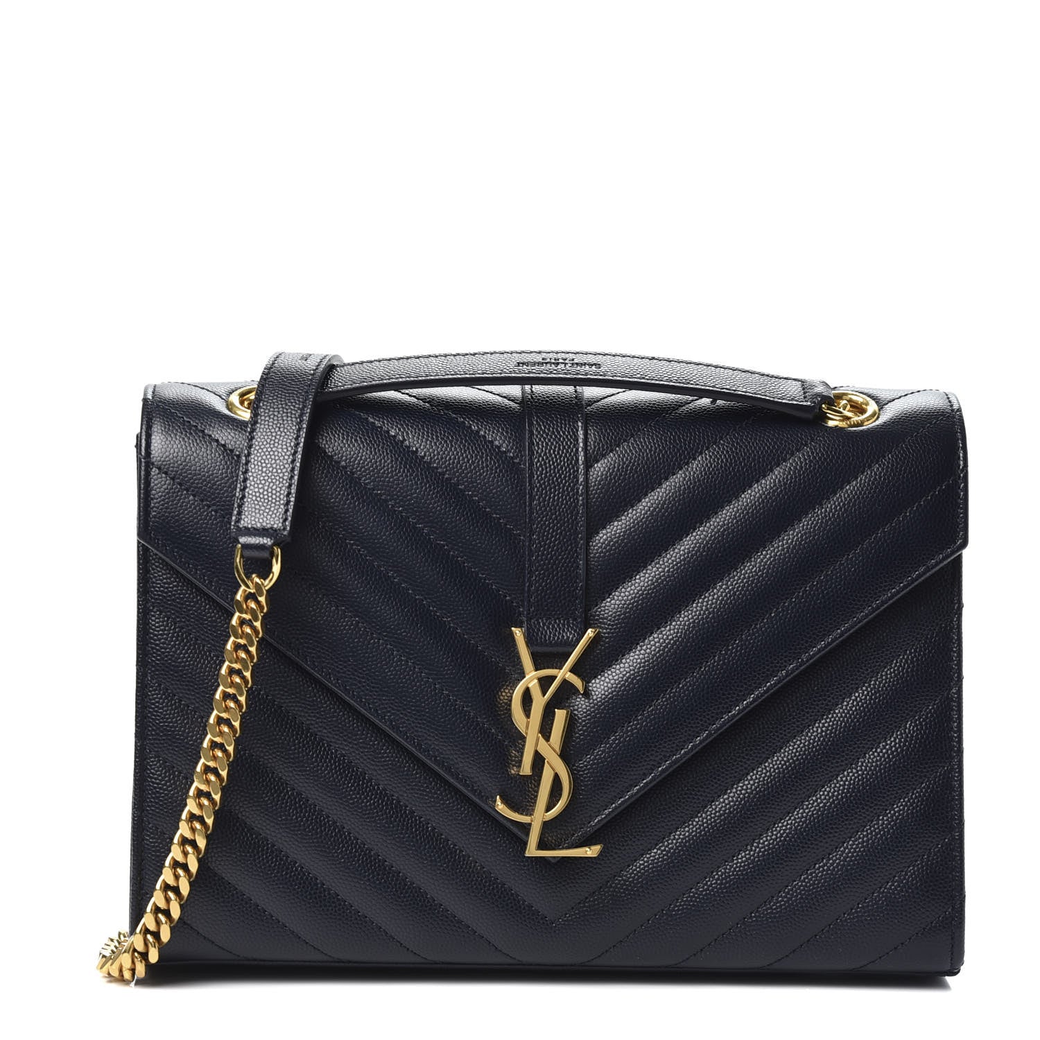 Saint Laurent Grain De Poudre Matelasse Chevron Medium Monogram Satchel Midnight Blue 1 of 9