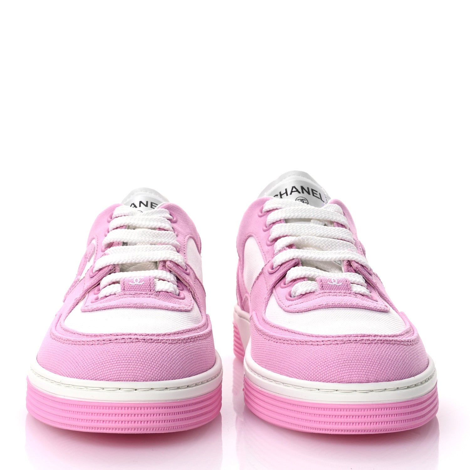Chanel Cotton Sneakers 37 Pink White 3 of 9