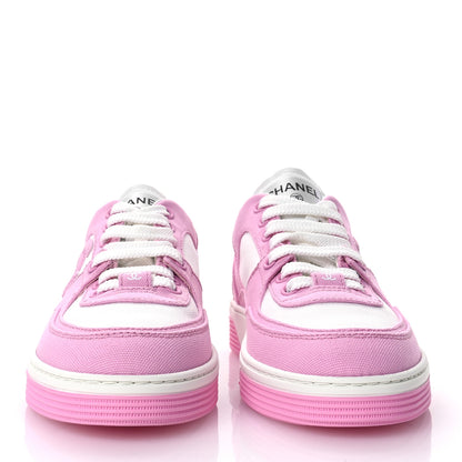 Chanel Cotton Sneakers 37 Pink White 3 of 9