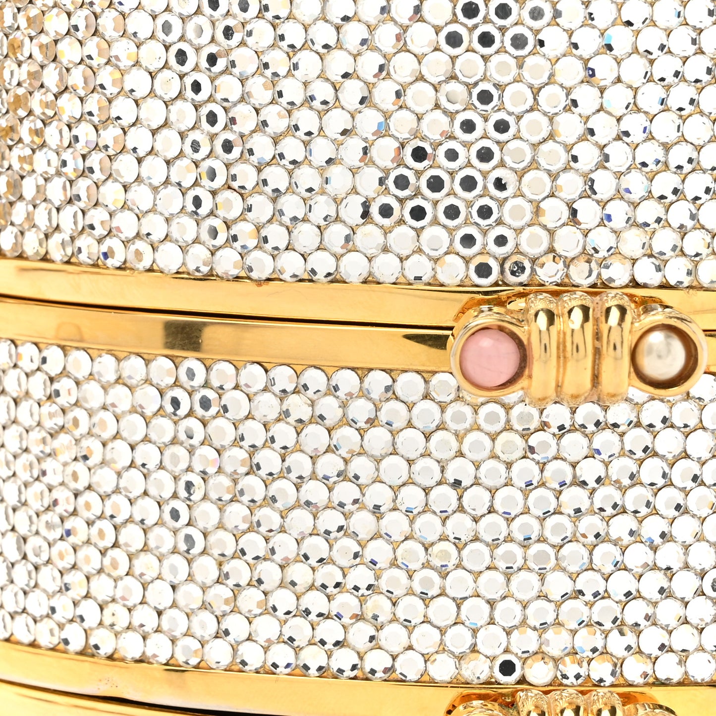 Swarovski Crystal Minaudiere Train Case Clutch Gold Silver