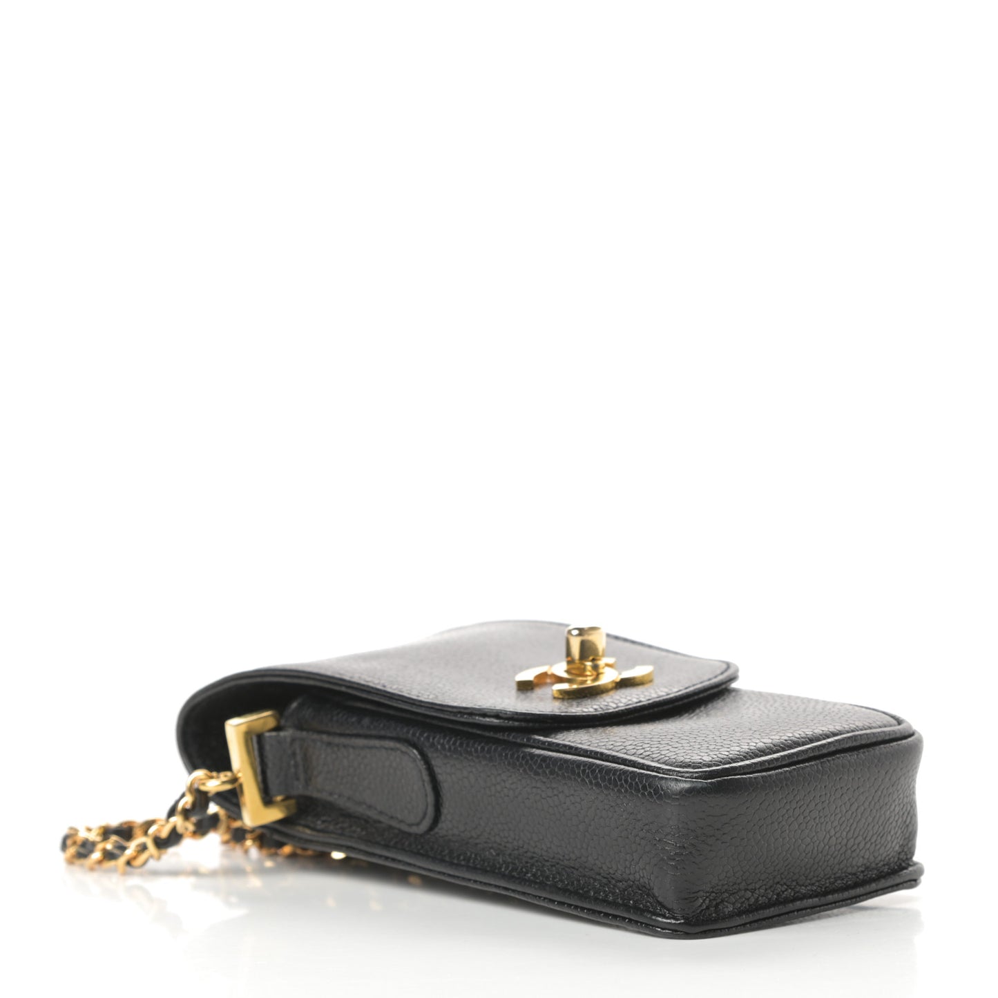Caviar Phone Holder Crossbody Black