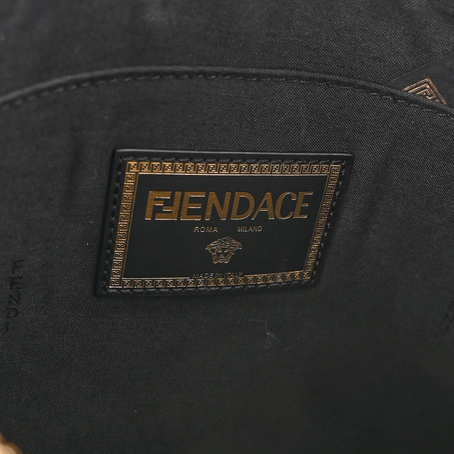 Fendi X VERSACE Vitello Grace Fendace FF Baroque Logo Large Flat Pouch Black 6 of 9
