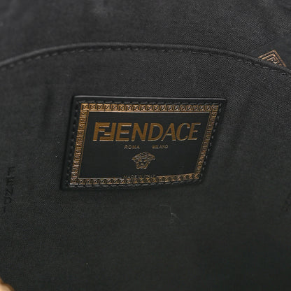 Fendi X VERSACE Vitello Grace Fendace FF Baroque Logo Large Flat Pouch Black 6 of 9