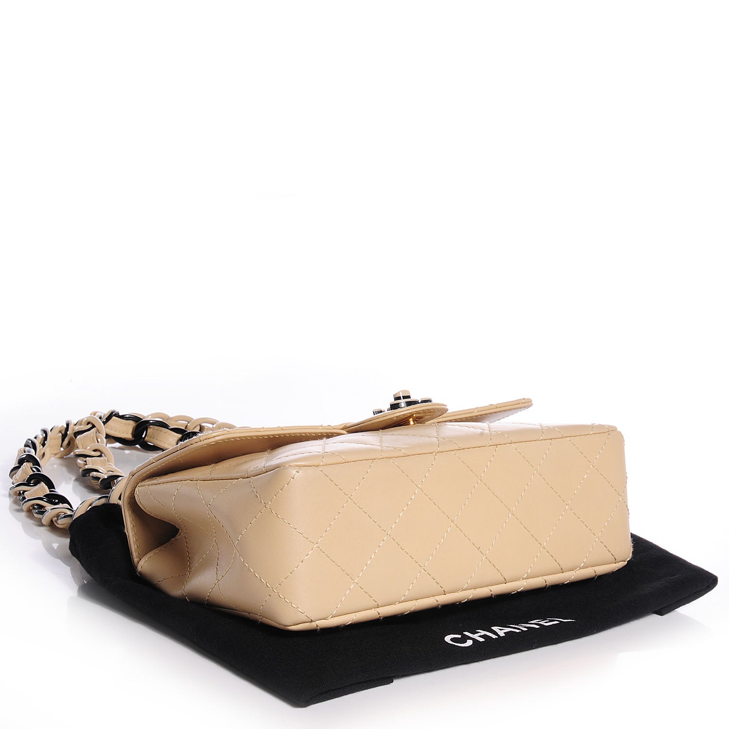 Chanel Lambskin Bekko Resin Small Single Flap Beige 4 of 9