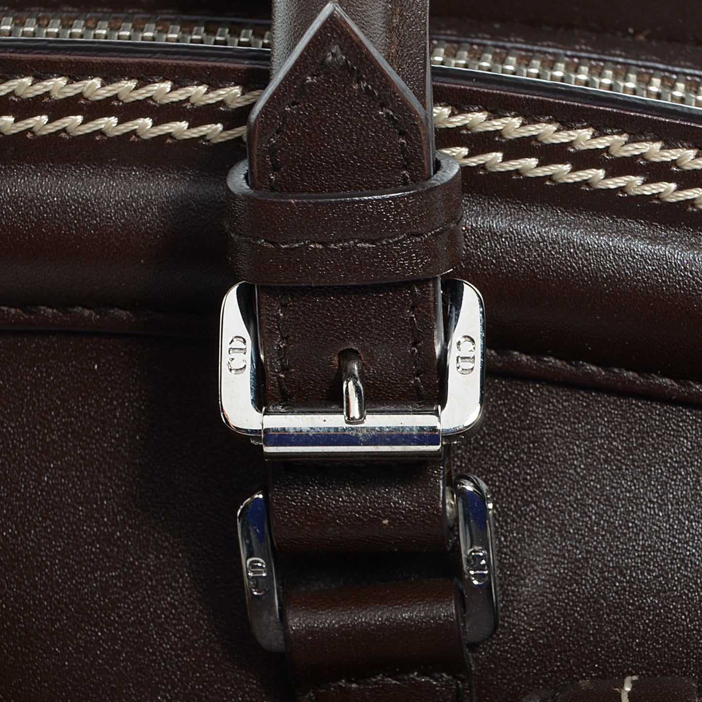 Calfskin Medium Detective Zip Satchel Marron Fonce