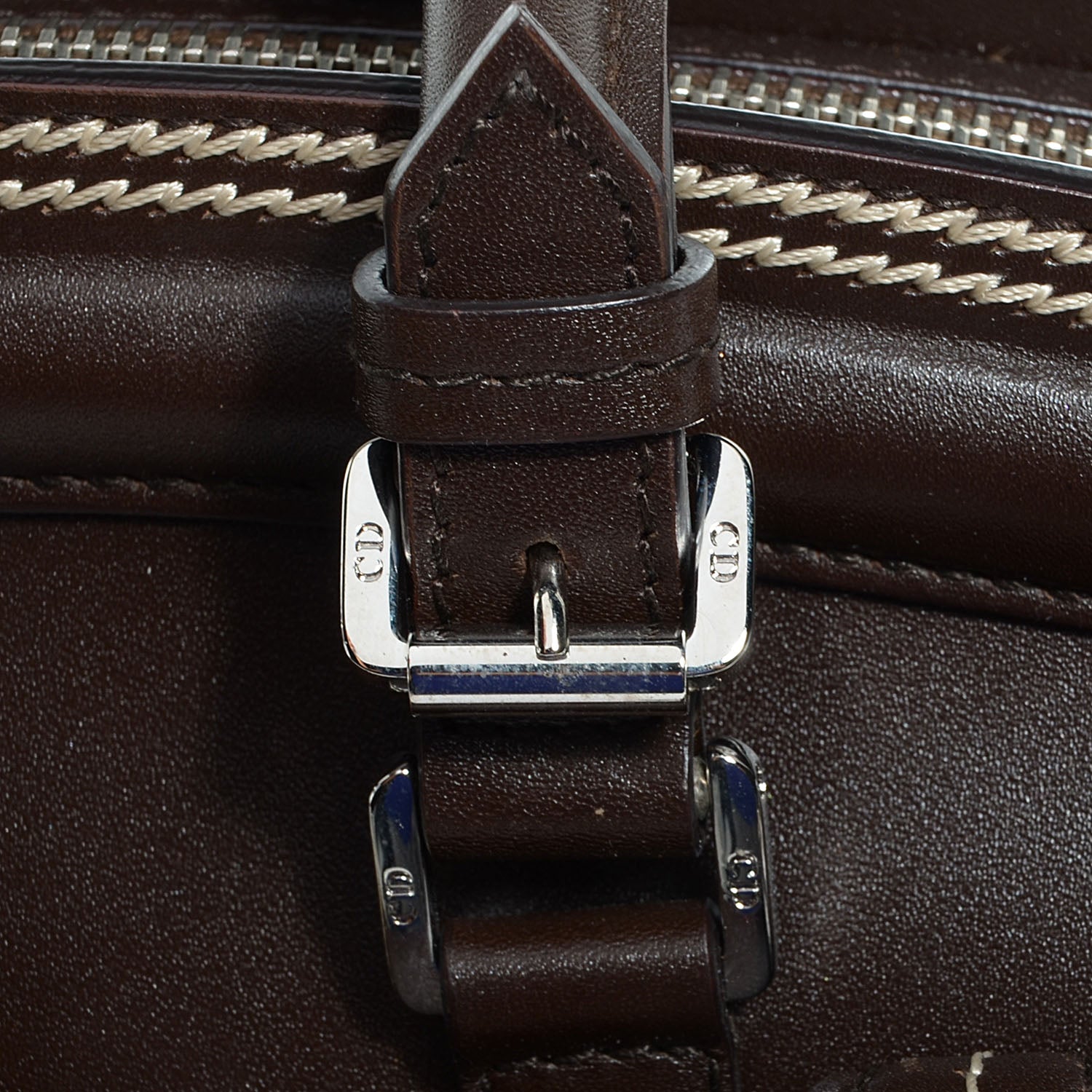Christian Dior Calfskin Medium Detective Zip Satchel Marron Fonce 8 of 8