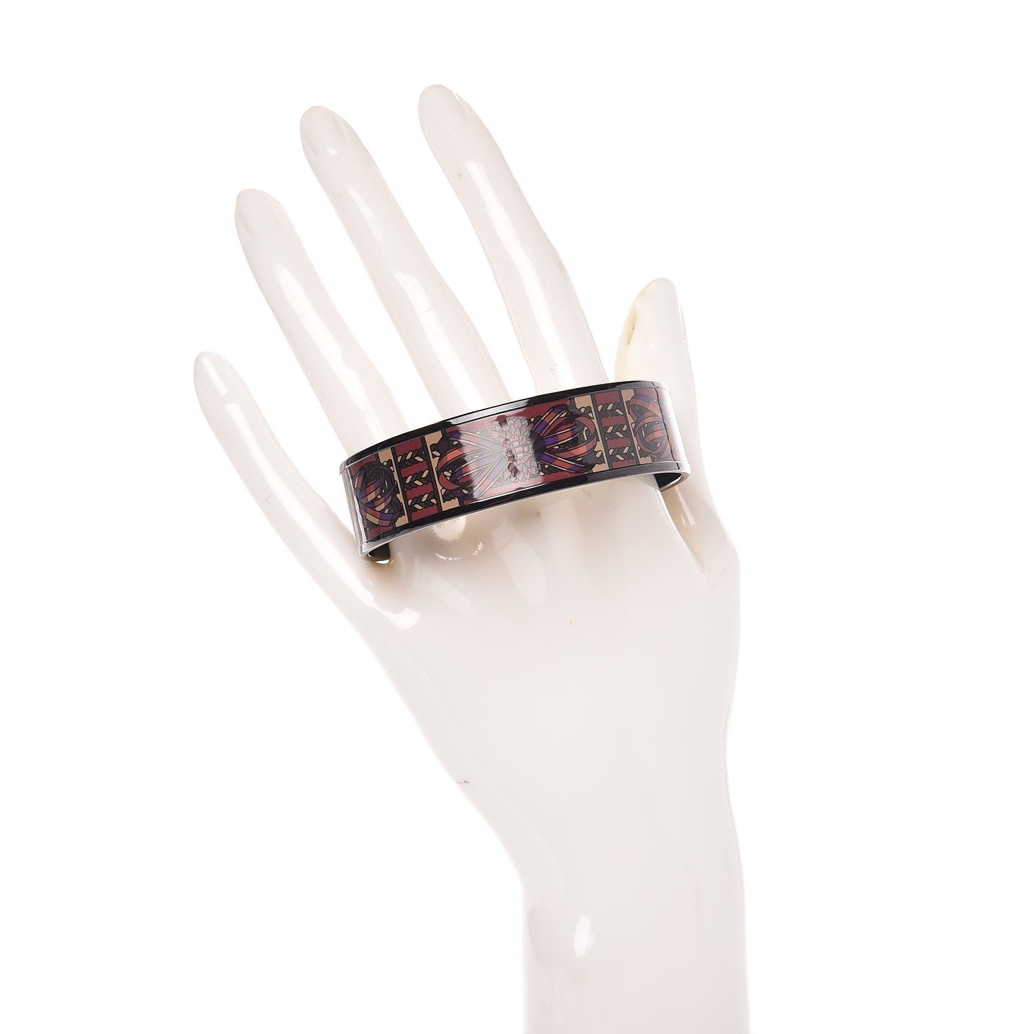 Hermes Enamel Printed Rubans de Cheval Wide Bracelet 65 Surteint 2 of 6