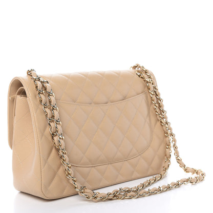 Chanel Caviar Quilted Jumbo Double Flap Beige 3 of 16