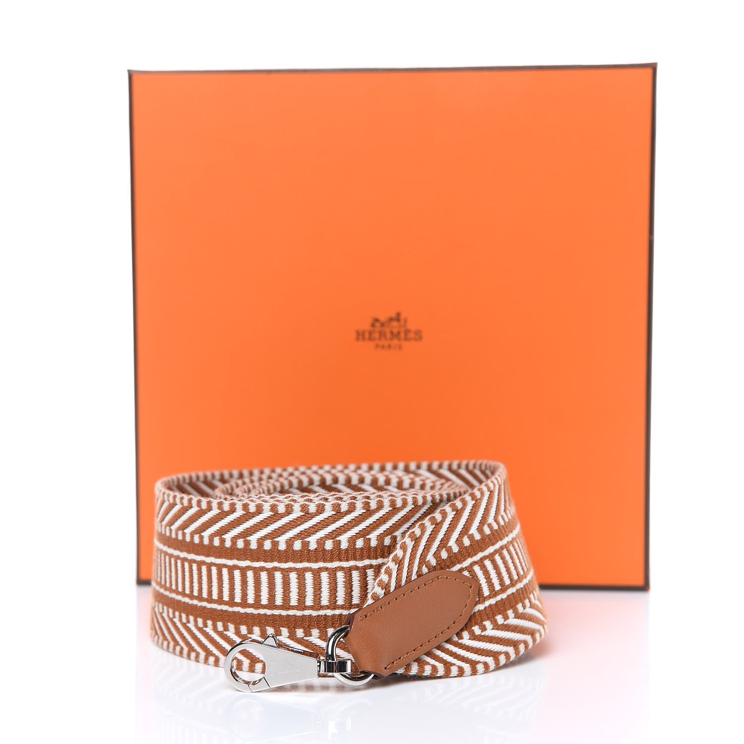 Hermes Toile Swift 50mm Sangle Cavale Shoulder Strap Ecru Beige Gold 5 of 5