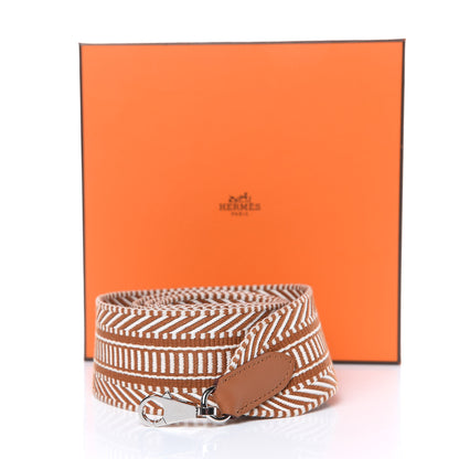 Hermes Toile Swift 50mm Sangle Cavale Shoulder Strap Ecru Beige Gold 5 of 5