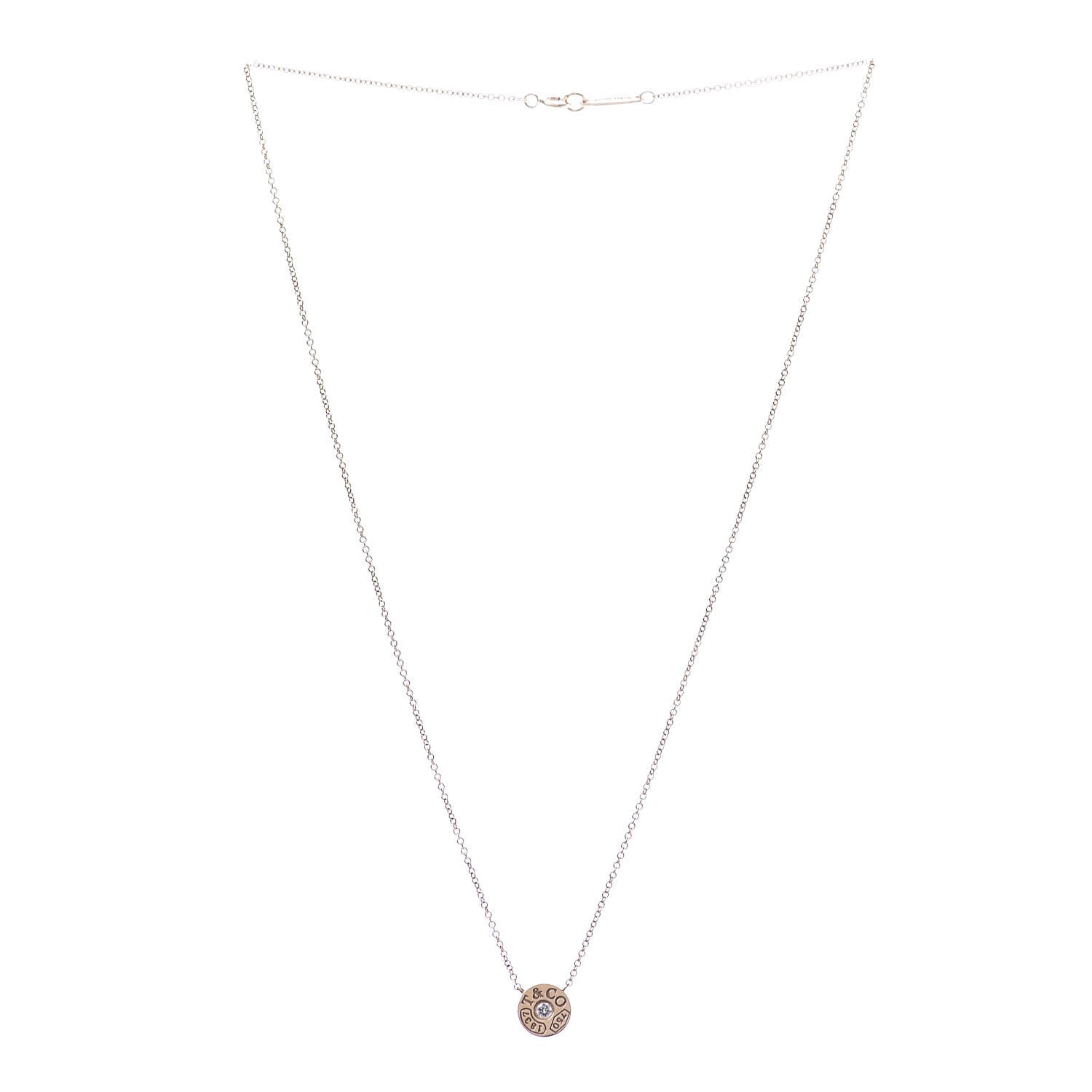 Tiffany 18K Rose Gold Diamond 1837 Circle Pendant Necklace 3 of 6