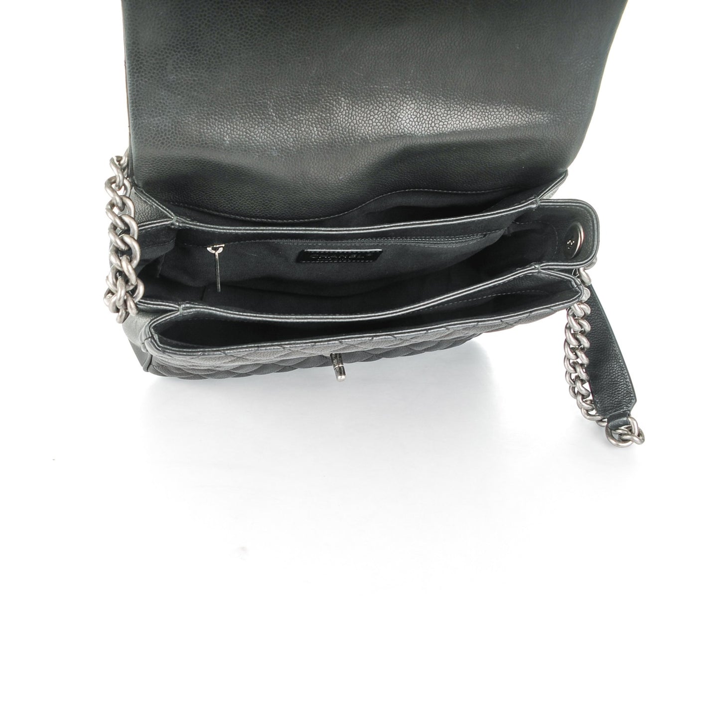 Caviar Quilted Medium Rock In Rome Single Flap Black
