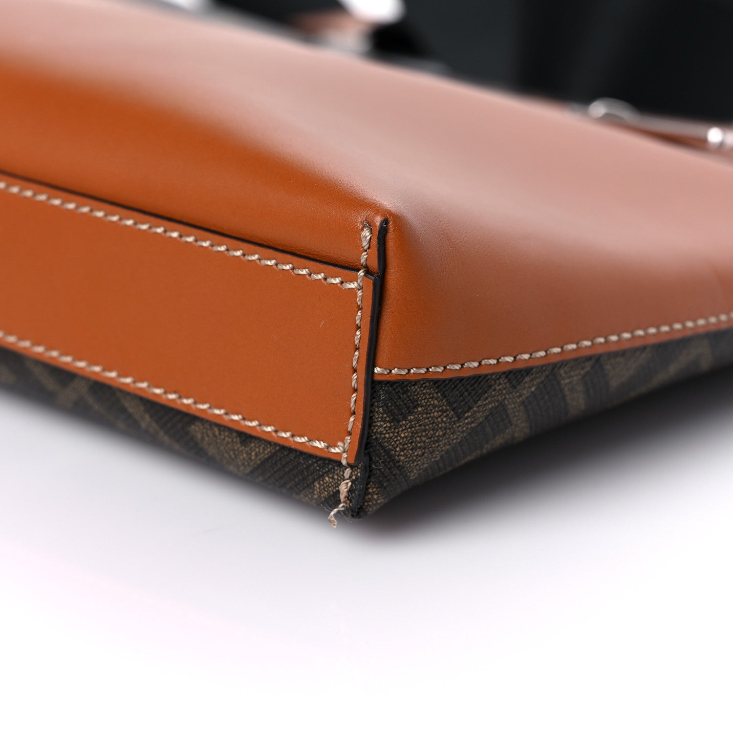 Fendi Glazed Fabric Vitello King FF 1974 Diagonal Medium East West Messenger Tobacco Moro Cuoio 8 of 10