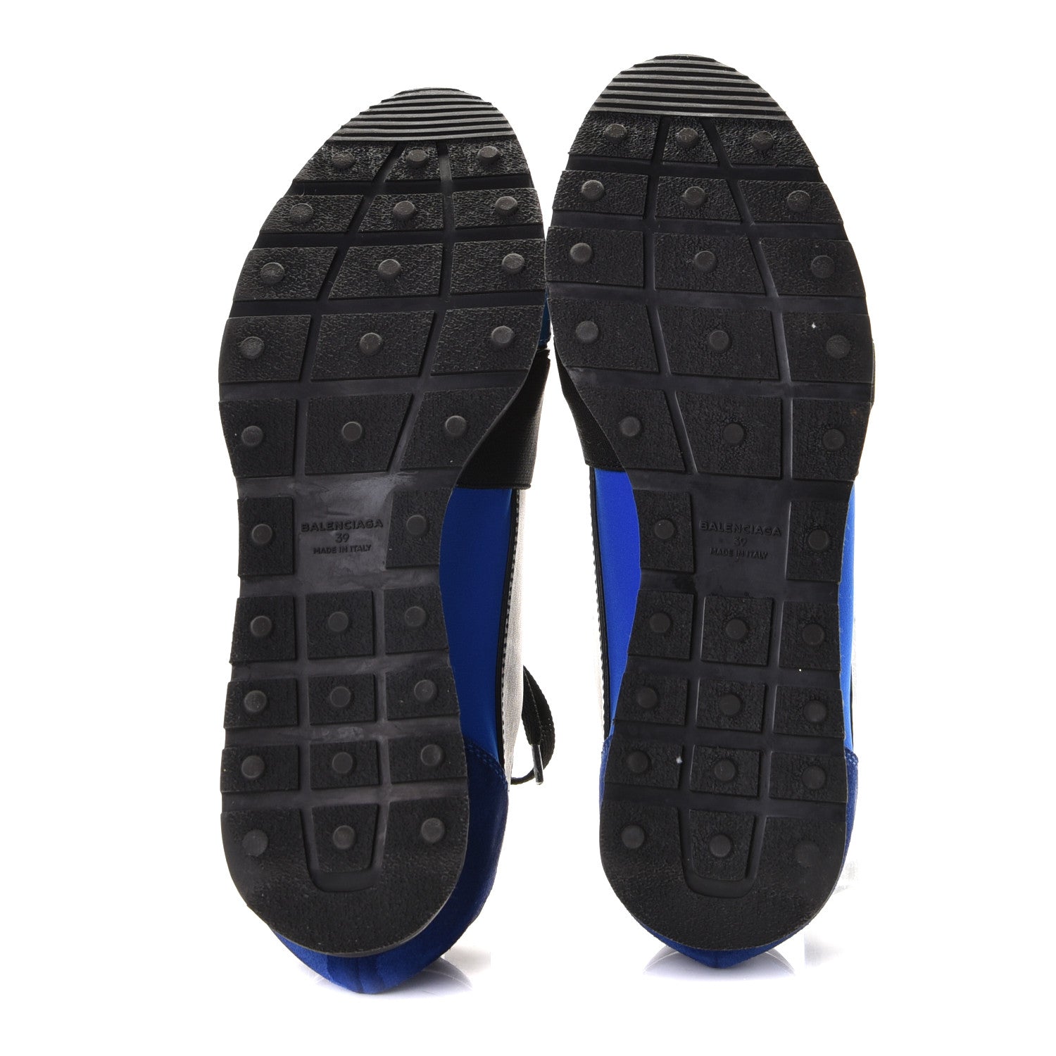 Balenciaga Mesh Neoprene Calfskin Suede Mens Race Runner Sneakers 39 Black Bleu Saphir 8 of 9