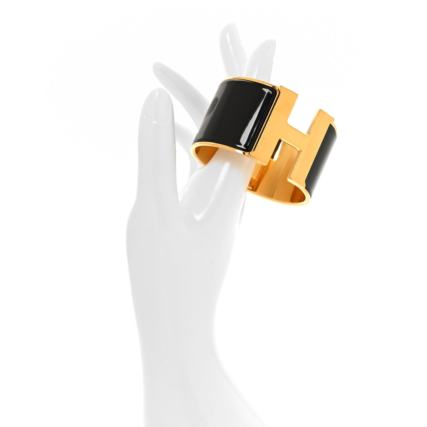 Enamel Extra Wide Clic Clac H Bracelet GM Black