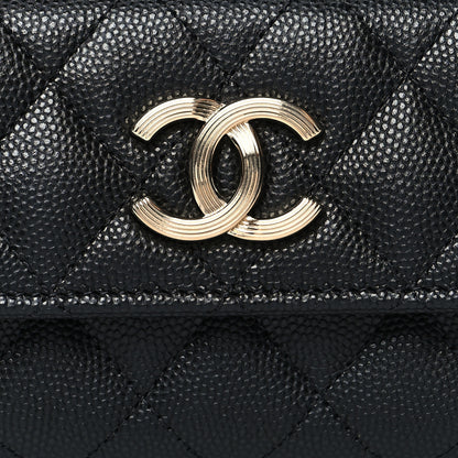 Chanel Caviar Quilted CC Racing Flag Flap Card Holder Black 9 of 9