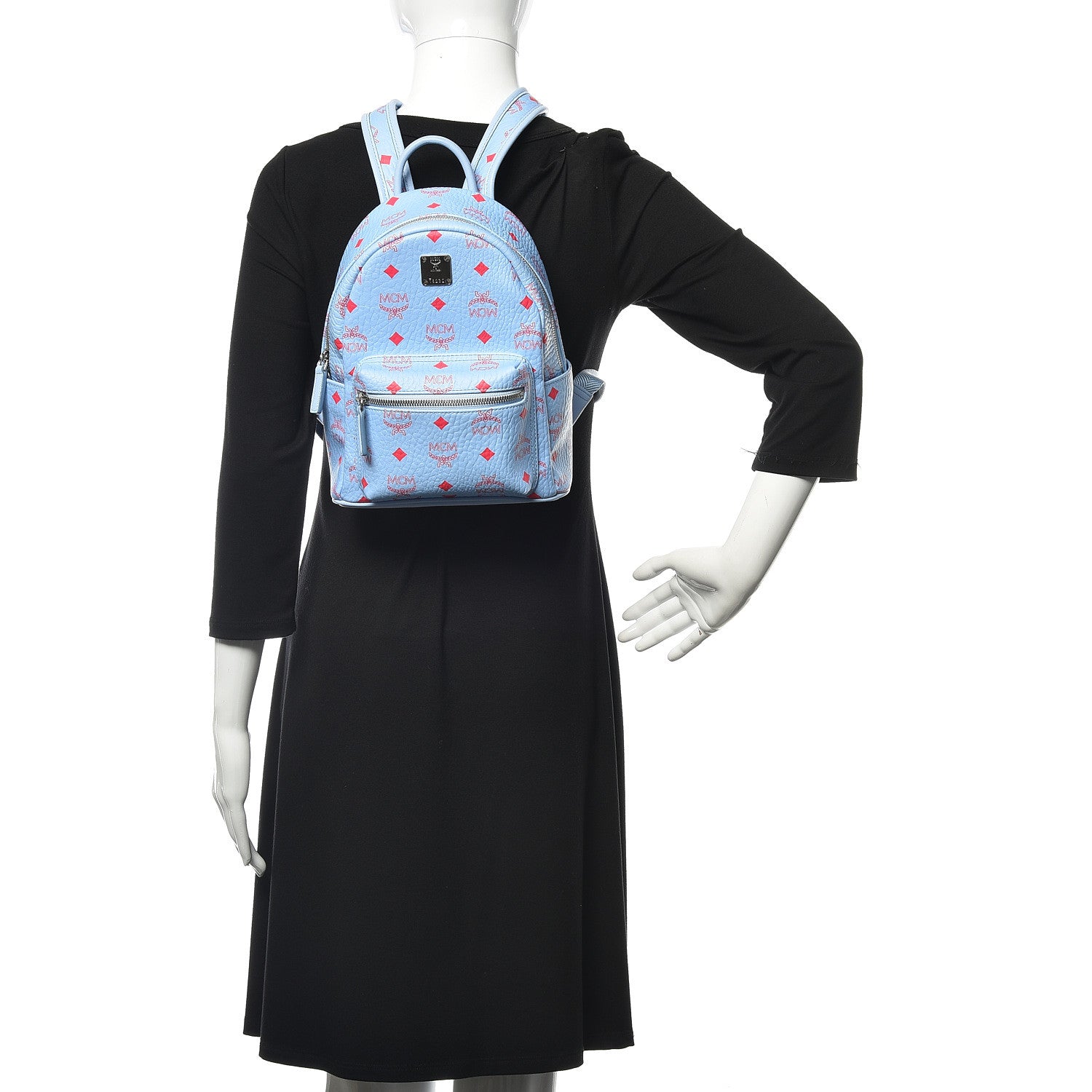 MCM Visetos Mini Stark Backpack Light Blue Red 2 of 11