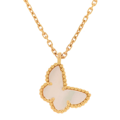 Van Cleef & Arpels 18K Yellow Gold Mother of Pearl Sweet Alhambra Butterfly Pendant Necklace 4 of 6