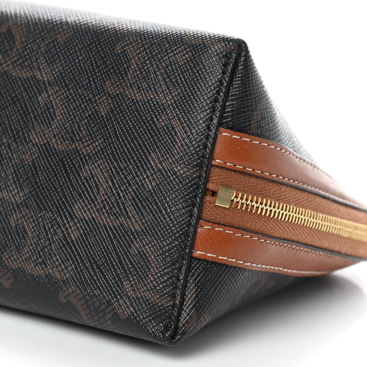 Celine Triomphe Canvas Calfskin Mini Clutch on Chain Tan 7 of 9